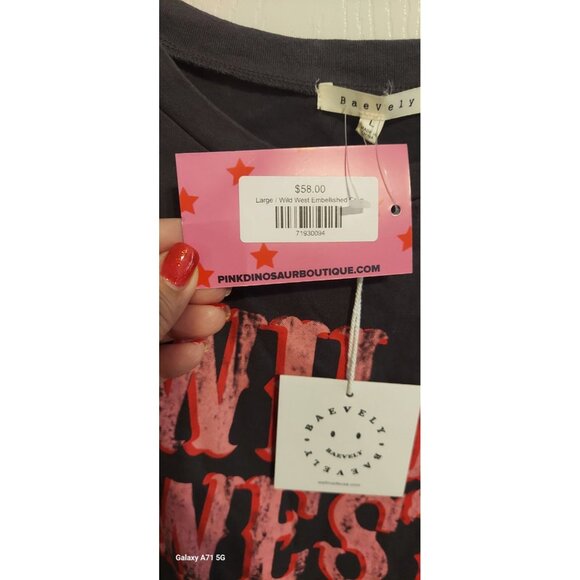 Pink Dinosaur Wild West Embellished Crop Top Size L Baevely Grey Pink - Picture 6 of 8
